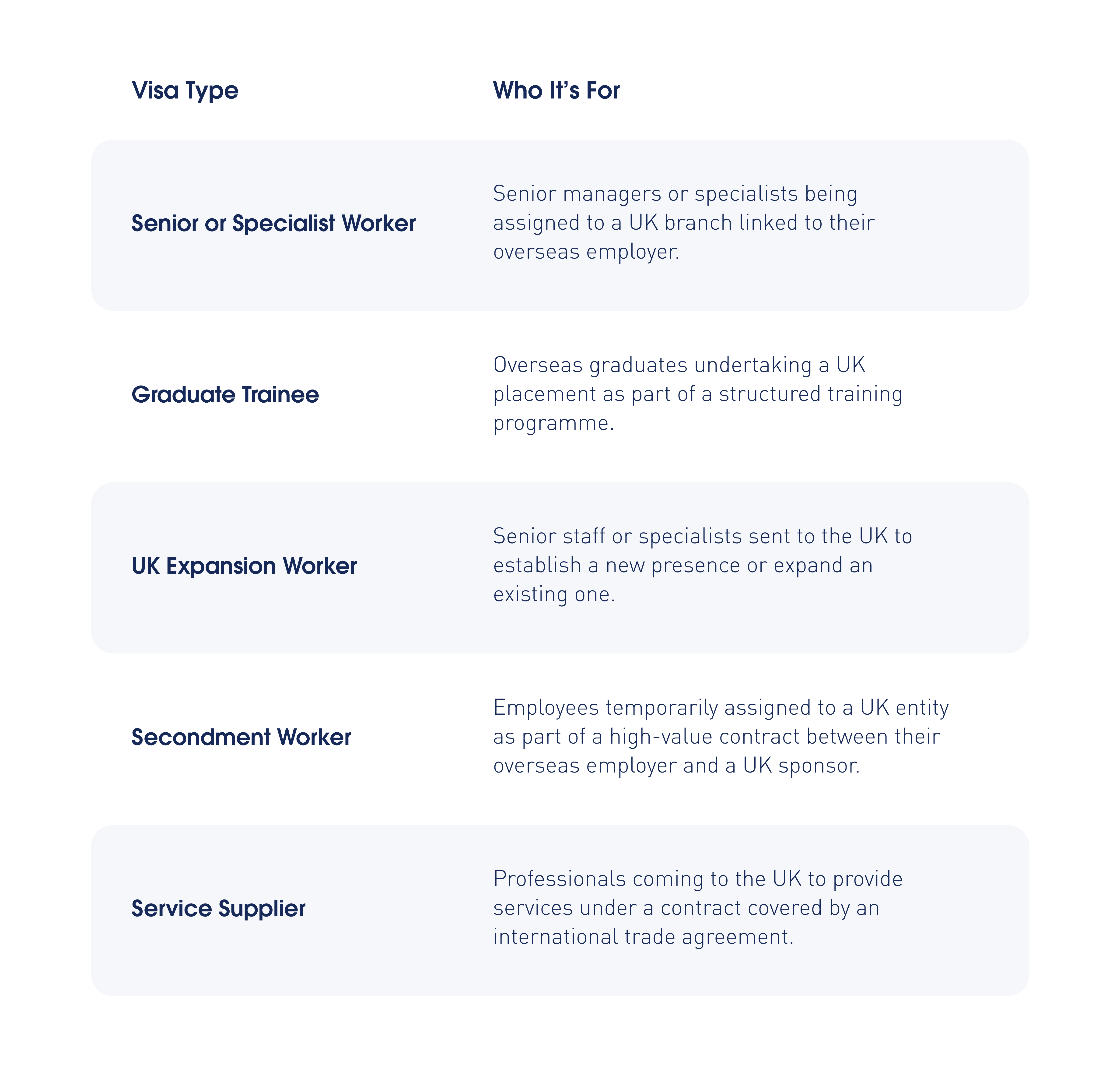 GBM Visa Categories Explained